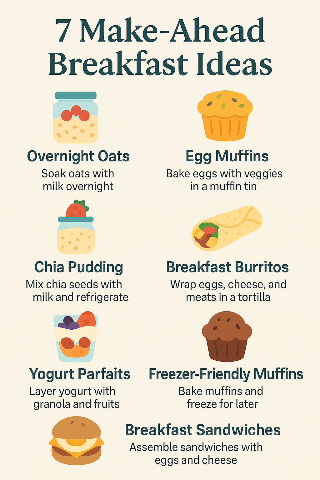 Discover 7 easy and healthy make-ahead breakfast ideas to simplify your mornings